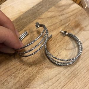 NEW SPARKLY SILVER HOOPS